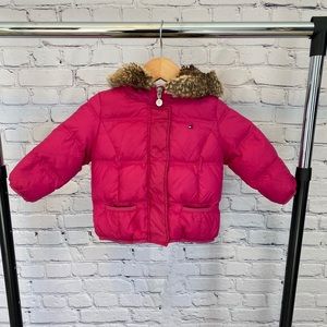TOMMY HILFIGER hot pink toddler girl puffer coat